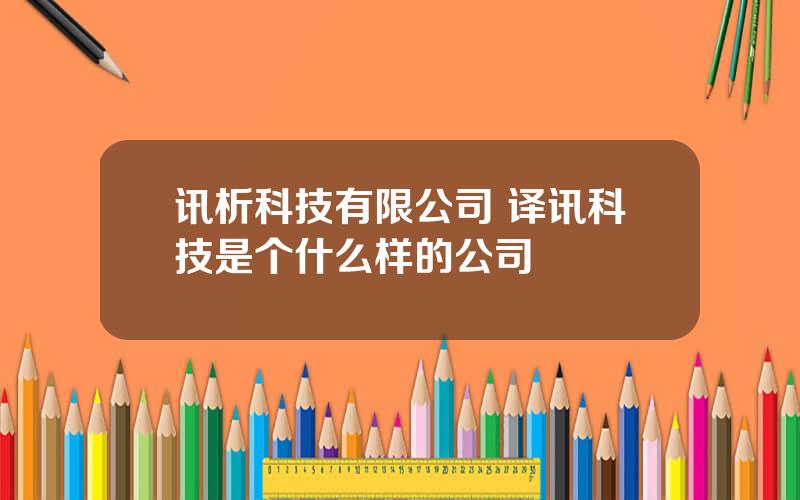 讯析科技有限公司 译讯科技是个什么样的公司